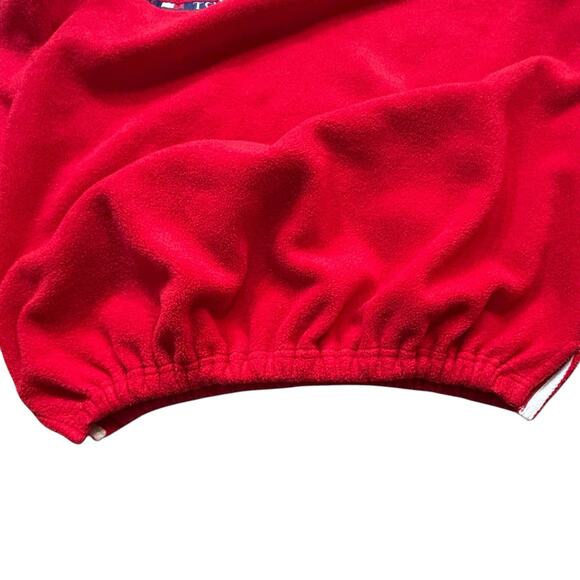 Vintage 90s Tommy Hilfiger Red XXL Fleece Crewneck Sweatshirt Elastic Hem Men’s - Picture 4 of 6